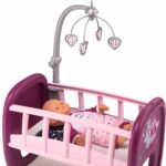 Smoby - Baby Nurse - Berceau à Barreaux - Pour Poupons et Poupées - Lit avec Système de Bascule + 1 Mobile