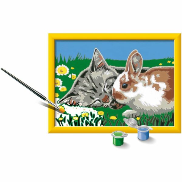Numéro d’art petit format– Chaton et son compagnon le lapin