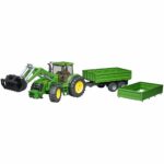 Tracteur JOHN DEERE 7930 avec fourche et remorque double