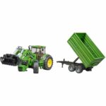 Tracteur JOHN DEERE 7930 avec fourche et remorque double