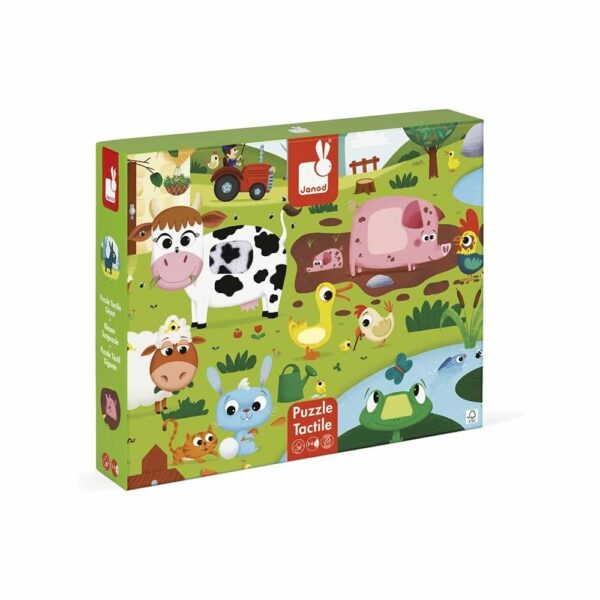 Puzzle Tactile Enfant les Animaux de la Ferme 20 Pièces dont 7 Texturées