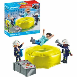 Pompiers avec coussin de sauvetage