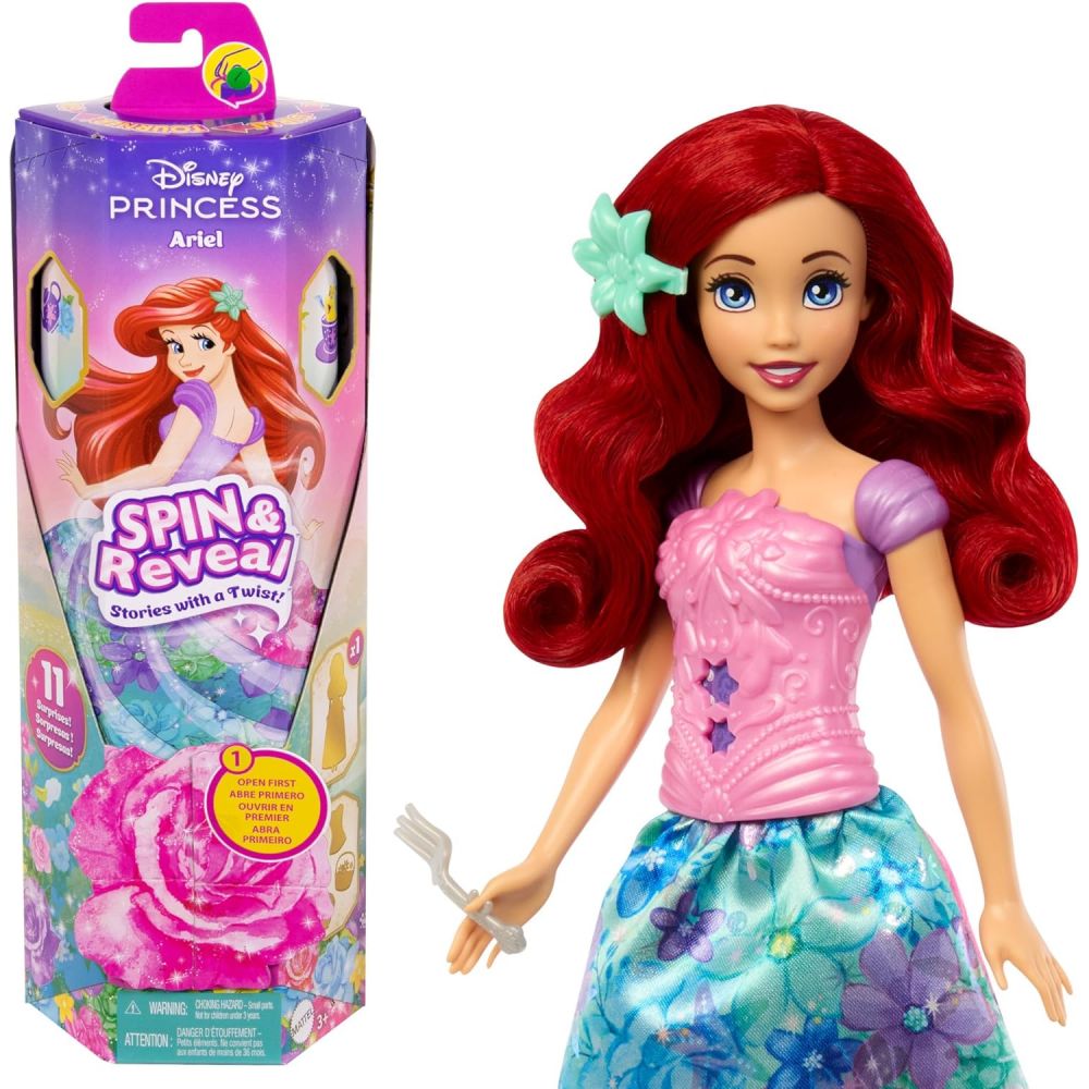 Mattel Princesses Disney Spin & Reveal Coffret avec poupée Ariel et 11 surprises Mattel Princesses Disney Spin & Reveal Coffret avec poupée Ariel et 11 surprises